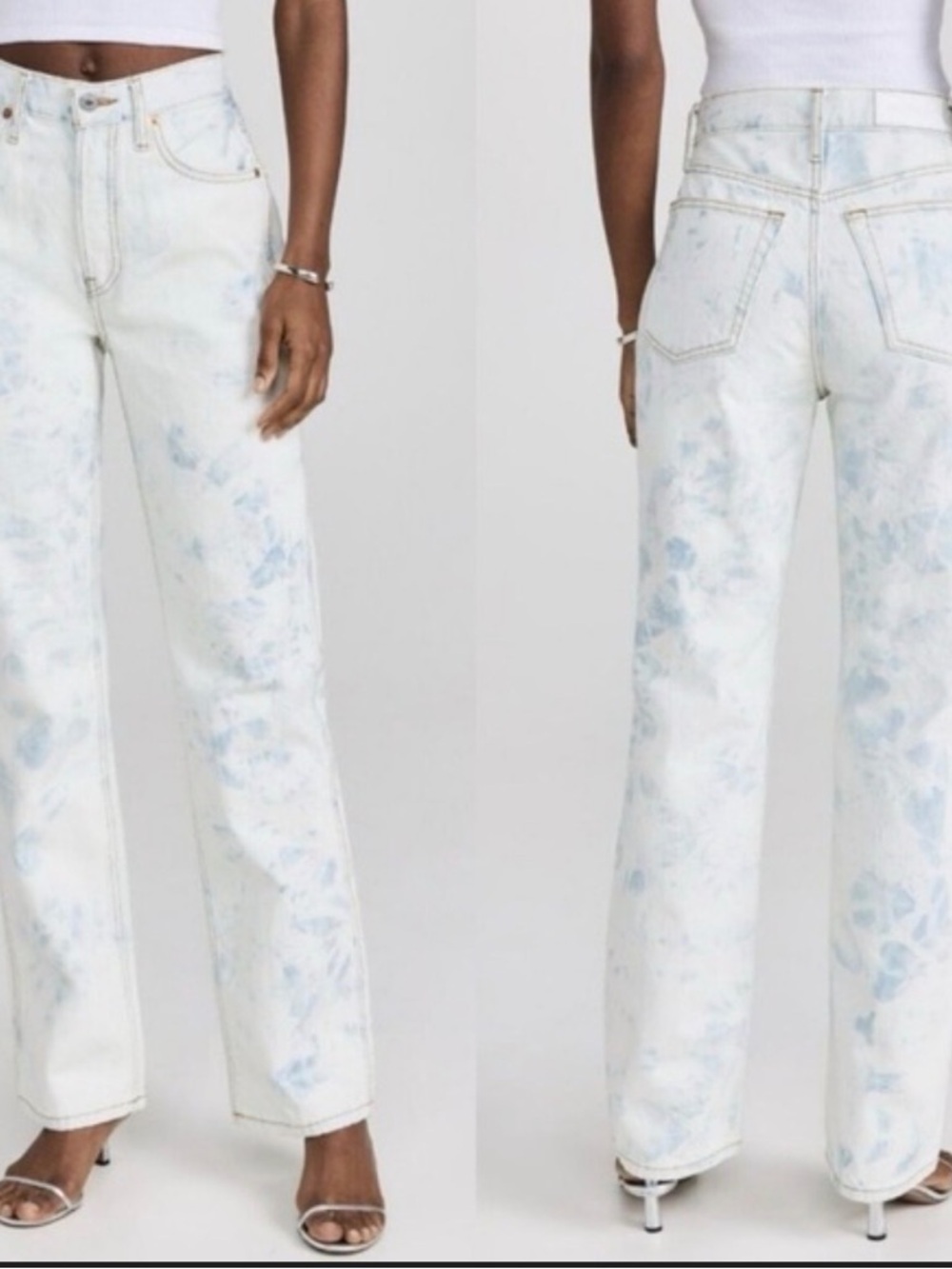 NWT ReDone Women’s High-Rise Tie-Dye Straight Jeans - Light Blue